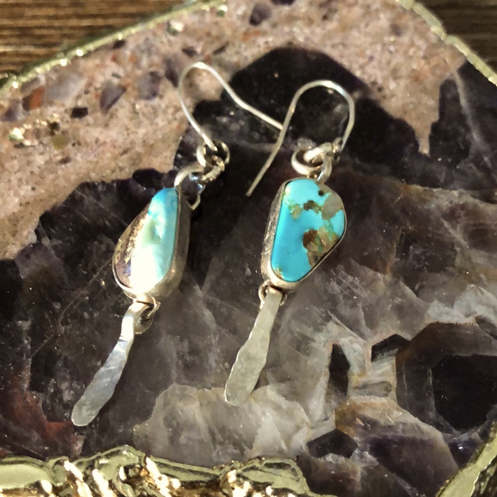 Silver and turquoise handmade earrings